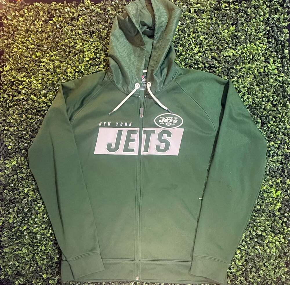 Majestic New York Jets Thermabase Full-Zip Hoodie Size L Green